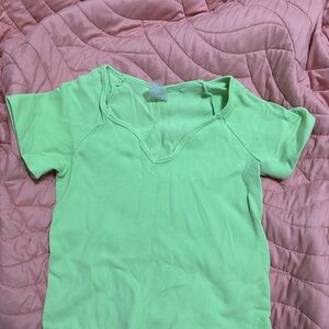 Women's Green V-Neck Top